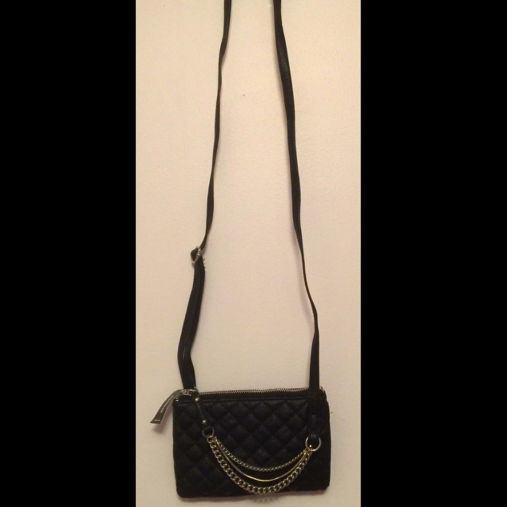 Express Black quilted crossbody bag purse mini bag chains black bag quilted bag